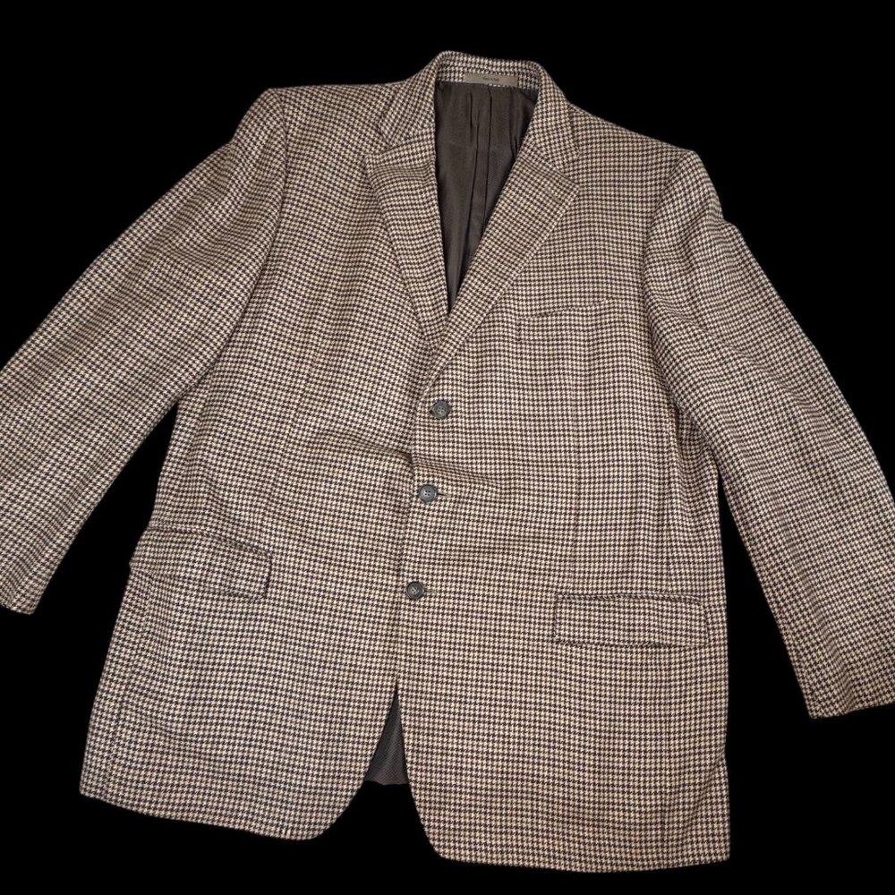 Ermenegildo Zegna Silk Cashmere Houndstooth Blazer 50L Made in Italy - Picture 2 of 11